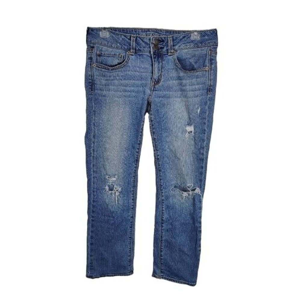 ARTIST CROP STRETCH American Eagle Outfitters Size 6 Denim Jeans Distressed